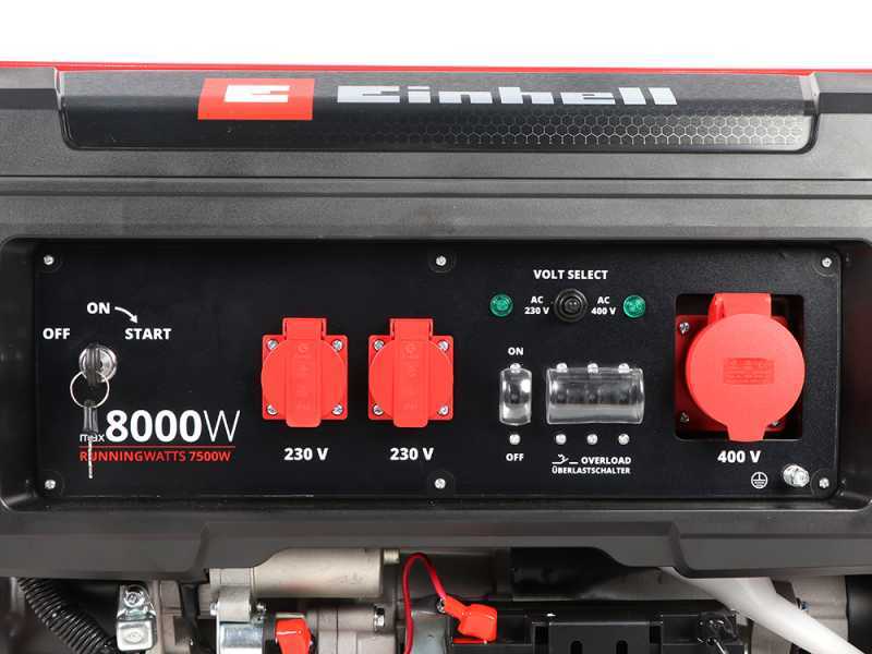 Einhell TC-PG 8000 - Benzin-Stromerzeuger - mit AVR - 8.0 kW - Dauerleistung 7.5 kW 400V