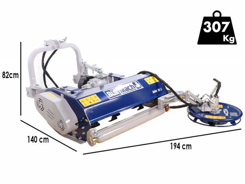 BullMach Maia 115 S – Schlegelmulcher für Traktor mit Schwenkscheibe – Mittlere Serie – Manuelle Seitenverstellung
