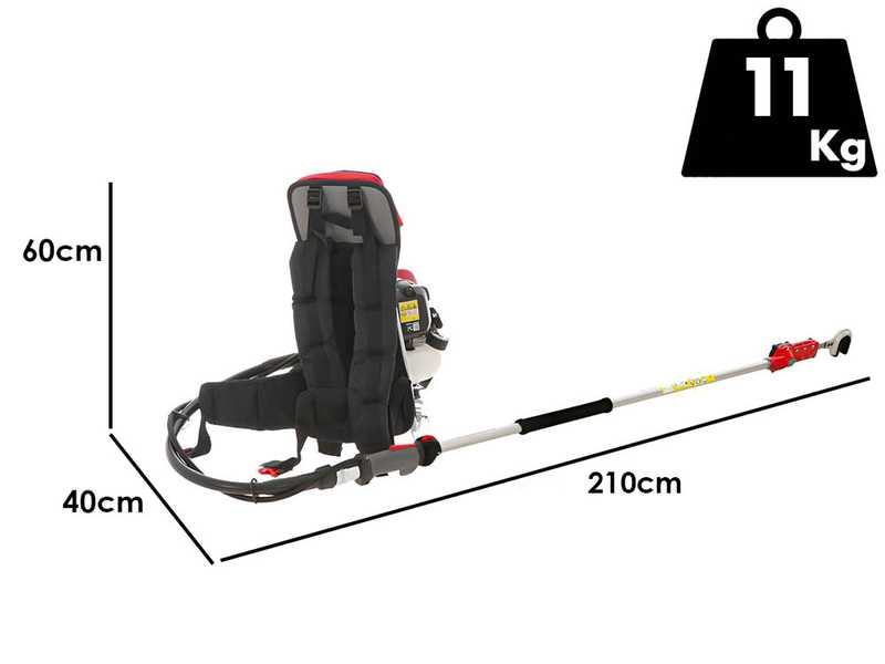 Blue Bird GX50 - Benzinbetriebene Motorsense + Hakensch&uuml;ttler , 180 cm, Honda-Rucksackmotor- Olivenr&uuml;ttler