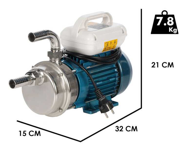 Tellarini ALM 25 - Elektrische Umf&uuml;llpumpe f&uuml;r &Ouml;l aus Edelstahl &ndash; 1 Gerader +  1 gebogener Edelstahl-Anschluss - 230V &ndash; W&auml;hlen Sie Ihre Anschl&uuml;sse!