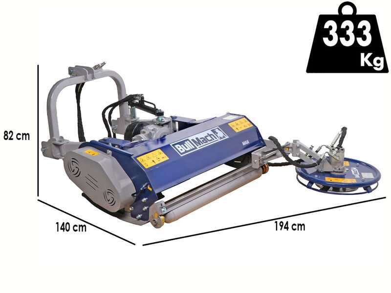 BullMach Maia 135 SH &ndash; Schlegelmulcher f&uuml;r Traktor mit Schwenkscheibe &ndash; Mittlere Serie &ndash; Hydraulische Seitenverstellung