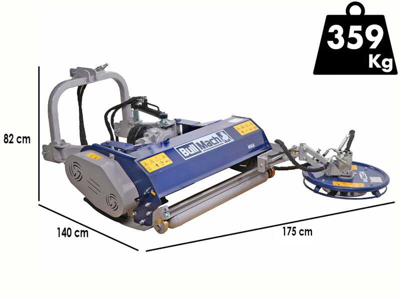 BullMach MAIA 155 SH &ndash; Schlegelmulcher f&uuml;r Traktor mit Zwischenreihen-Scheibe &ndash; Mittlere Serie &ndash; Hydraulische Seitenverschiebung