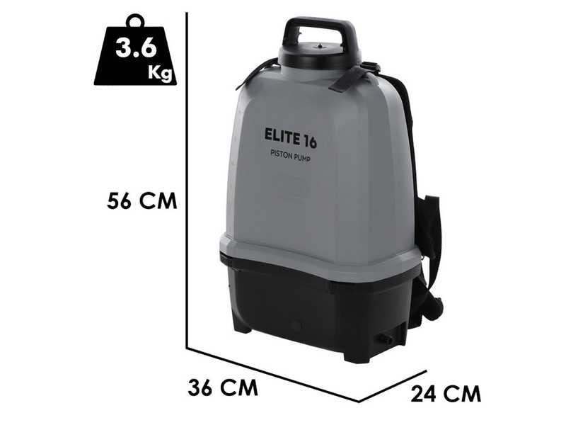 Volpi ELITE 16 - R&uuml;ckenspritzpumpe mit Akku - 2X 14,4 V 2 Ah - 8 bar