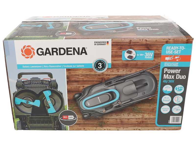 Gardena PowerMax Duo 46/36V P4A - Akku-Rasenm&auml;her - Schnittbreite 46 cm - OHNE AKKU UND LADEGER&Auml;T