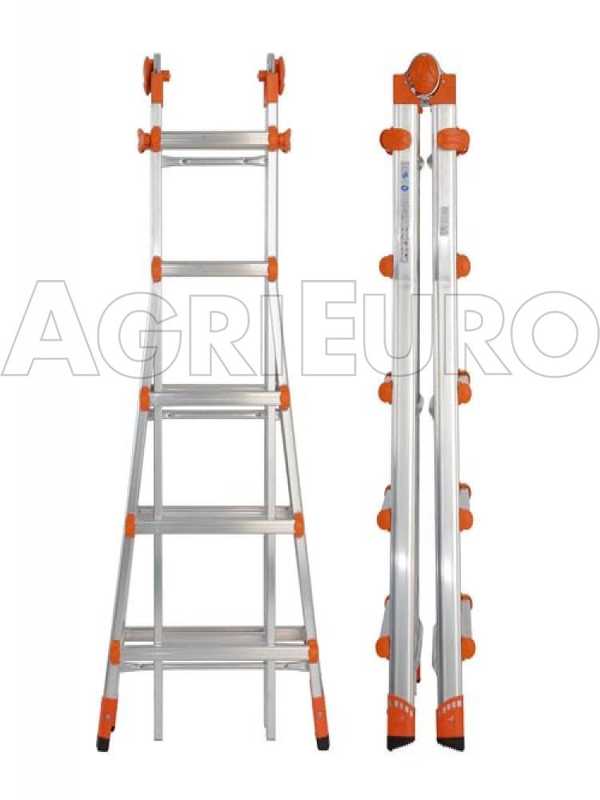 Gierre Peppina AL020DS - 2x8 Trittstufen, 4,70 m - Teleskopleiter aus Aluminium