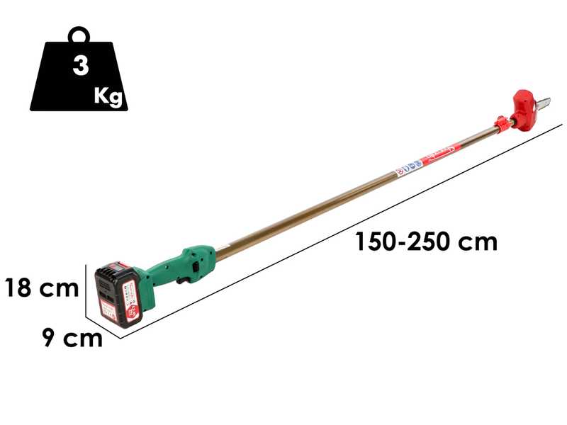Sbaraglia Ares 21V - Akku-Hochentaster mit Teleskopstange - 21V/5,2 Ah