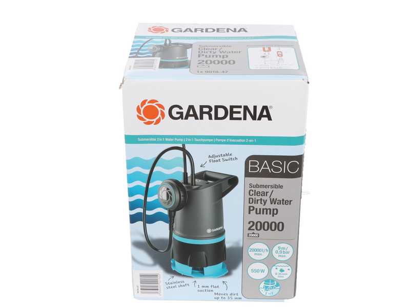 Gardena 20000 BASIC - 2-in-1-Klar-/Schmutzwasser-Tauchpumpe - mit Schwimmschalter
