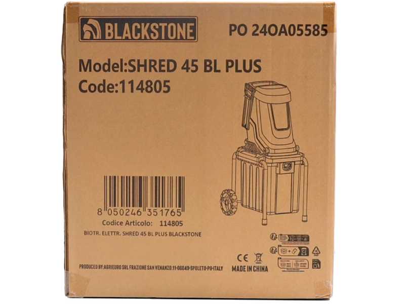 BlackStone SHRED 45 BL PLUS -Elektrischer H&auml;cksler - Wendemesser - Sammelkorb