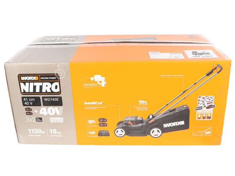 Worx Nitro WG745E - Akku-Rasenm&auml;her - 2x20V/4Ah - Schnittbreite 41cm