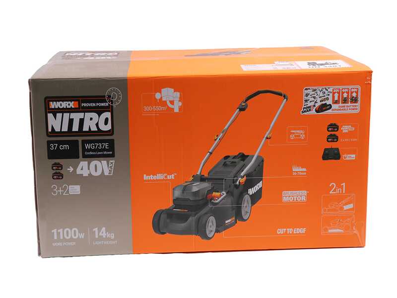 Worx Nitro WG737E - Akku-Rasenm&auml;her - 2x20V/4Ah - Schnittbreite 37cm
