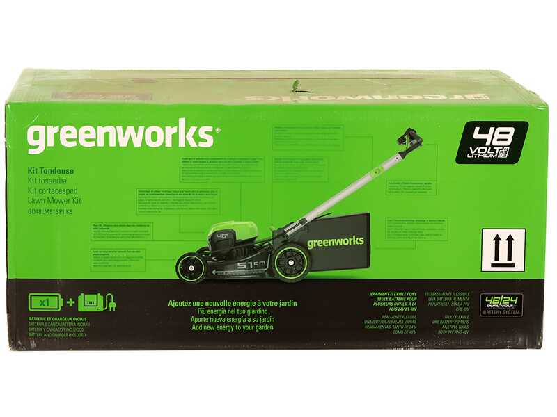 Greenworks GD48LM51SPIIK5 - Akku-Rasenm&auml;her mit Eigenantrieb - 48V/5Ah - Schnittbreite 51 cm
