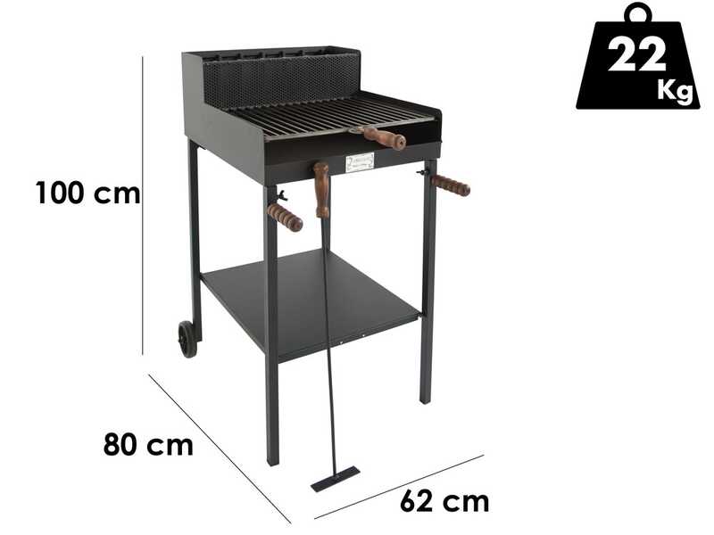 Cruccolini Fuocone Oliveto - Handgefertigter Eisen-Holzkohlegrill f&uuml;r Holz und Kohle