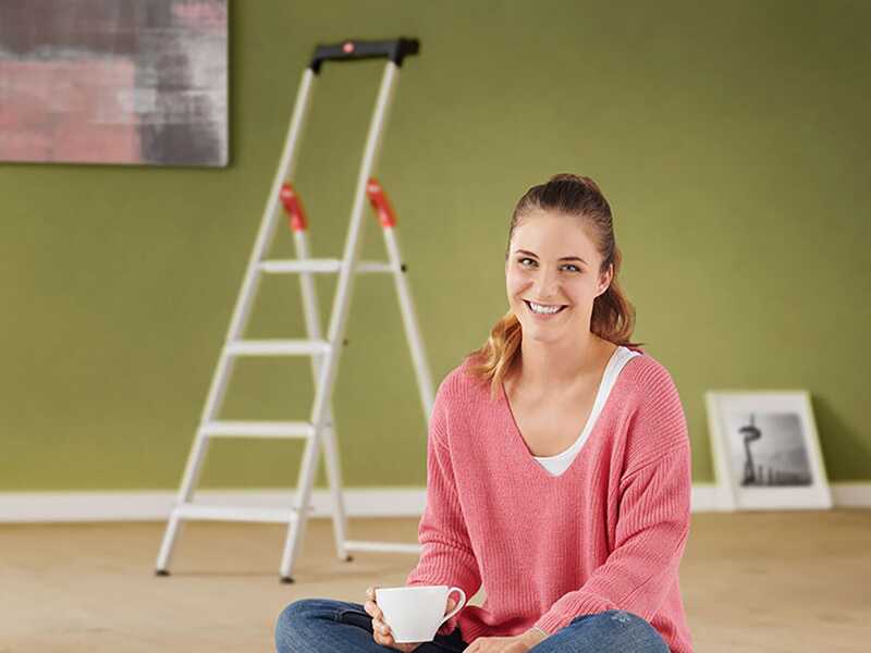 Hailo L60, 4 Stufen, 1.46 mt - Aluminium-Leiter mit St&auml;nder - Sehr leicht