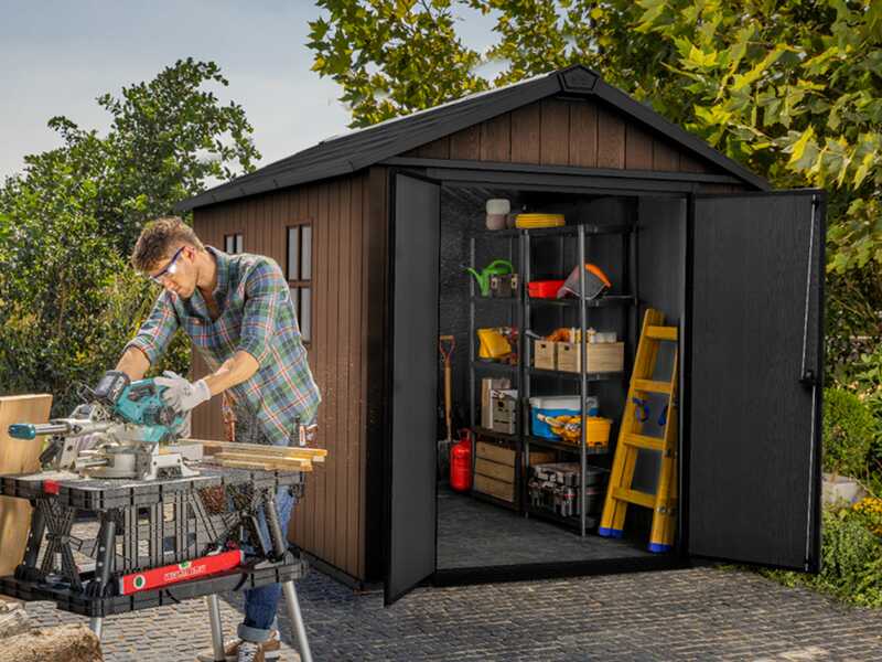 Keter Newton plus 7511/1175 - Gartenhaus - Mit Doppelt&uuml;r und Fenstern - 230x350x246 cm