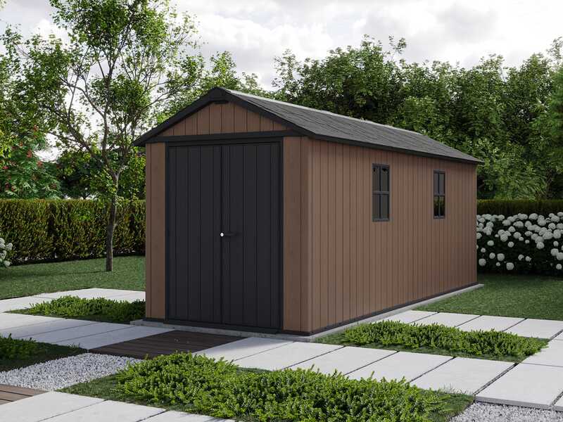 Keter Newton plus 7517/1775 - Gartenhaus - Mit Doppelt&uuml;r und Fenstern - 230x539x246 cm