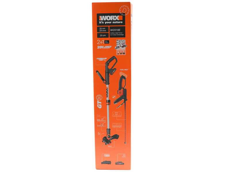 Worx WG918E - Kit Heckenschere + Rasentrimmer mit Akku - 20/2Ah