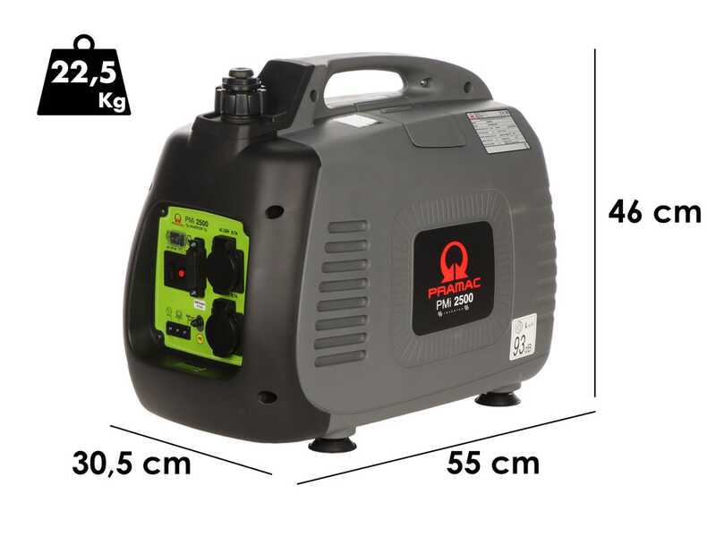 Pramac PMi2500 - Tragbarer leiser Inverter-Stromgenerator 2,3 kW - Dauerleistung 2 kW Einphasig