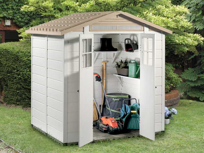 Garofalo Tuscany Evo 200 - Gartenhaus - Mit Fenstern und Doppelfl&uuml;gelt&uuml;r - 202.5x162.5x216 cm