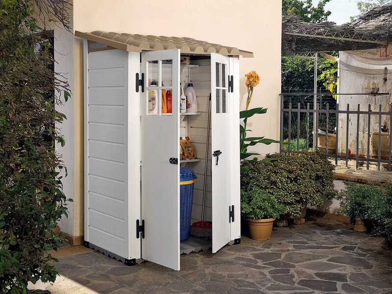 Garofalo Tuscany Evo 100 &ndash; Gartenhaus &ndash; Mit Fenstern und Doppelfl&uuml;gelt&uuml;r &ndash; 122,5 x 82,5 x 201 cm