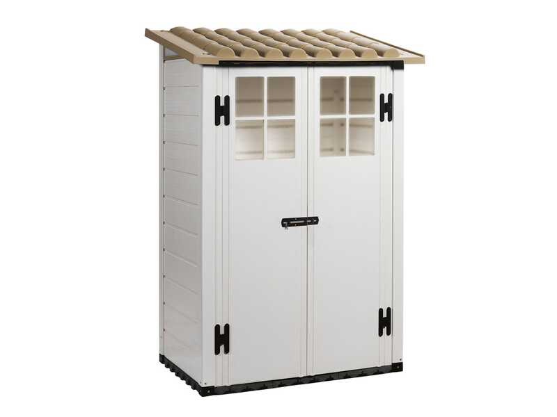 Garofalo Tuscany Evo 100 &ndash; Gartenhaus &ndash; Mit Fenstern und Doppelfl&uuml;gelt&uuml;r &ndash; 122,5 x 82,5 x 201 cm