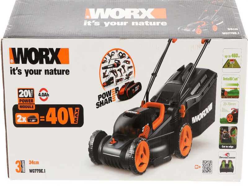 Akku Rasenm&auml;her Worx WG779E.1 - 2X20V 4 Ah