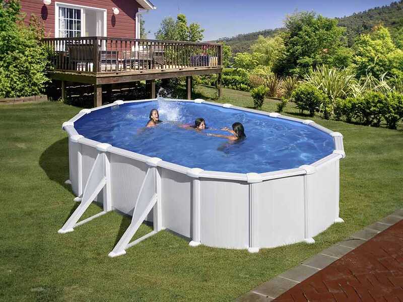 Gre Atlantis Oval 610x375x120cm - Stahl-Au&szlig;enpool - Aqualoon-Filter