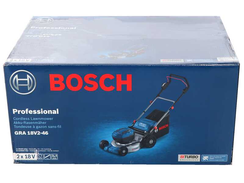 Bosch Professional GRA 18V2-46 &ndash; Akku-Rasenm&auml;her &ndash; 2&times;18V 8 Ah &ndash; Schnittbreite 46 cm