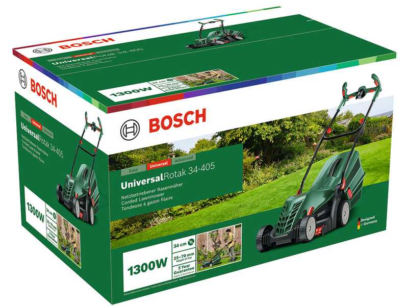 Bosch UniversalRotak 34-405 &ndash; Elektrischer Rasenm&auml;her &ndash; 1300 W &ndash; Schnittbreite 34 cm