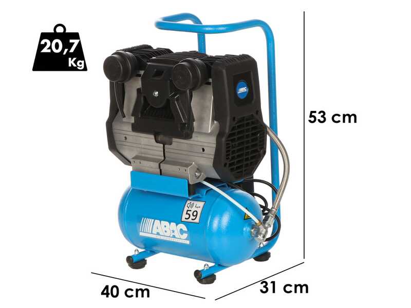 ABAC START QUIETE OS10 - Elektrischer, leiser Einphasen-Kompressor - &Ouml;l-frei - Motor 1 PS - 6 l