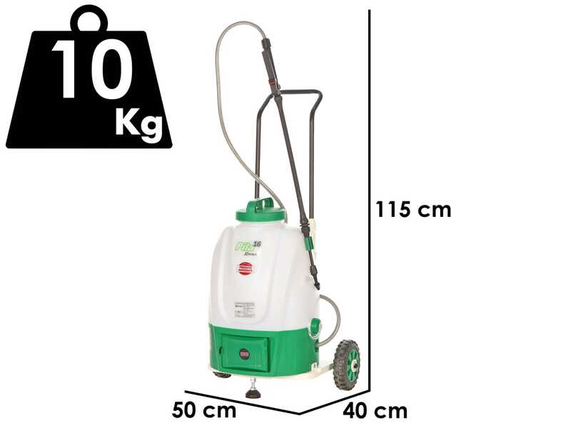Ribimex Pila 16 &ndash; Batteriebetriebene Spr&uuml;hpumpe mit Fahrgestell &ndash; 16 Liter &ndash; 20 V &ndash; 2 Ah