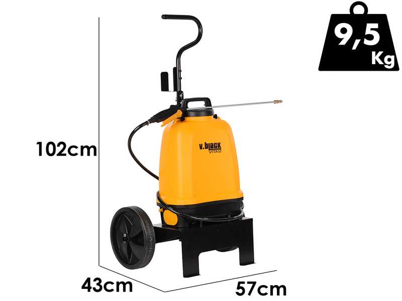 Volpi V-BLACK VITA 12 &ndash; Akku-R&uuml;ckenspritze mit Trolley und 2 m Schlauch
