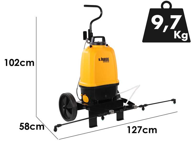 Volpi V-BLACK VITA 16 &ndash; Akku-R&uuml;ckenspritze mit Trolley und Spritzbalken