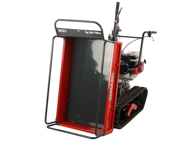 Benassi M503 &ndash; Raupen-Motorschubkarre mit erweiterbarer Mulde &ndash; Tragf&auml;higkeit 550 kg