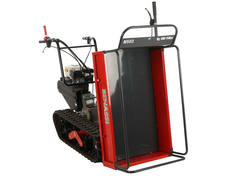Benassi M503 &ndash; Raupen-Motorschubkarre mit erweiterbarer Mulde &ndash; Tragf&auml;higkeit 550 kg