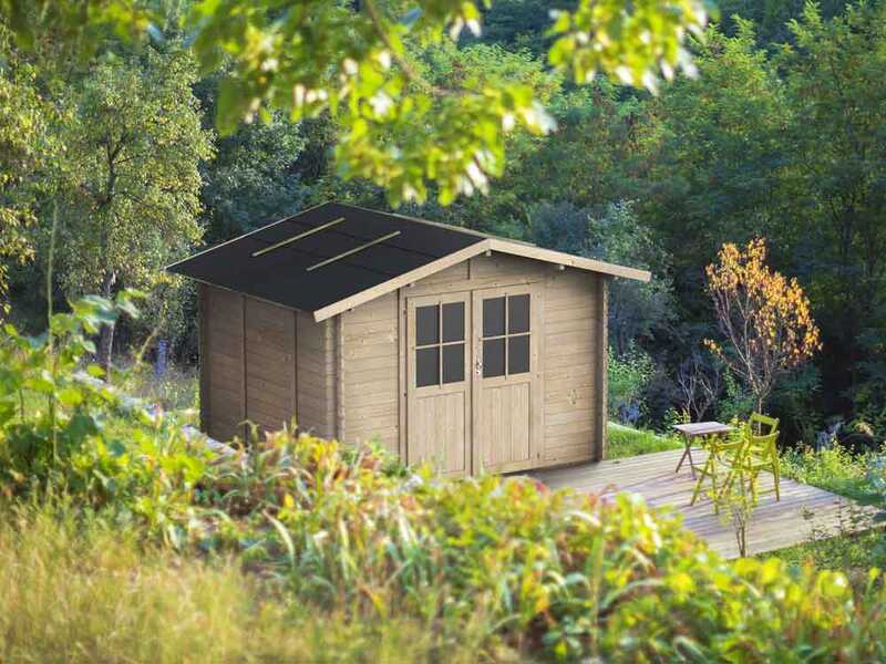 Alce Opera 215x250 &ndash; Ger&auml;tehaus aus Holz &ndash; Mit Fenstern und Doppelfl&uuml;gelt&uuml;r &ndash; 215x250x207 cm