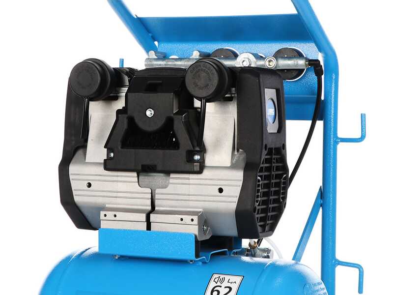 ABAC HOCKENHEIM QUIETE OS20 - Schallged&auml;mpfter, &ouml;lfreier, einphasiger elektrischer Luftkompressor - 2 PS Motor - 20 lt