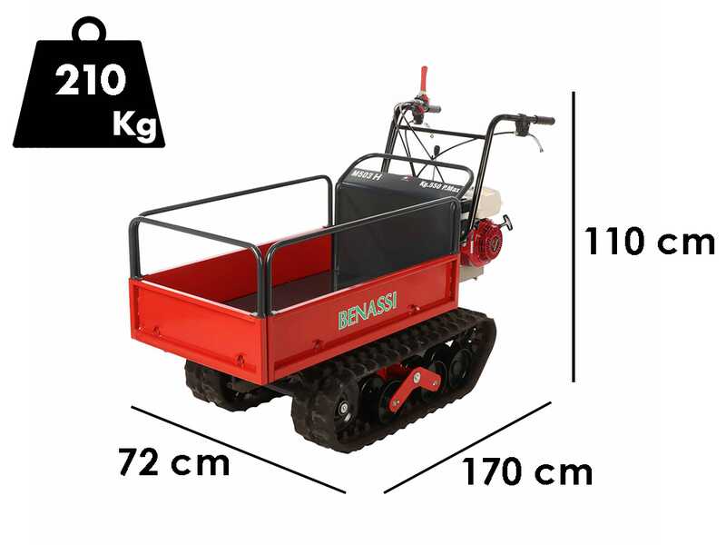 Kettendumper Benassi M503H &ndash; Hydraulischer, erweiterbarer Dumperkasten &ndash; Tragf&auml;higkeit 550 kg
