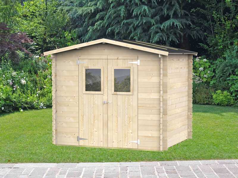 Alce Hobby 248x198 &ndash; Gartenhaus aus Holz &ndash; Mit Fenstern und Doppelfl&uuml;gelt&uuml;r &ndash; 248x198x217 cm