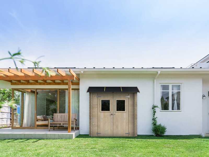 Alce Hobby 198x98 &ndash; Ger&auml;tehaus aus Holz &ndash; Mit Frontfenstern &ndash; 198x98x197 cm