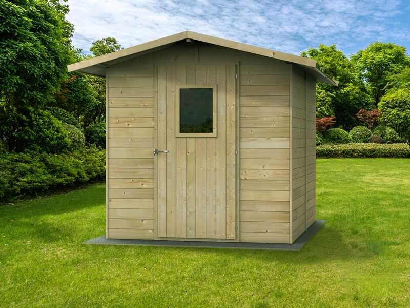 Alce Vaniglia 200x207 -  Ger&auml;tehaus aus Holz - Mit Frontfenster - 200x207x214 cm