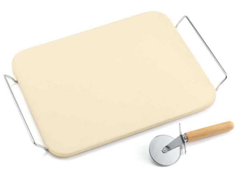 Ompagrill &ndash; Set aus feuerfestem Cordieritstein + Pizzaschneider