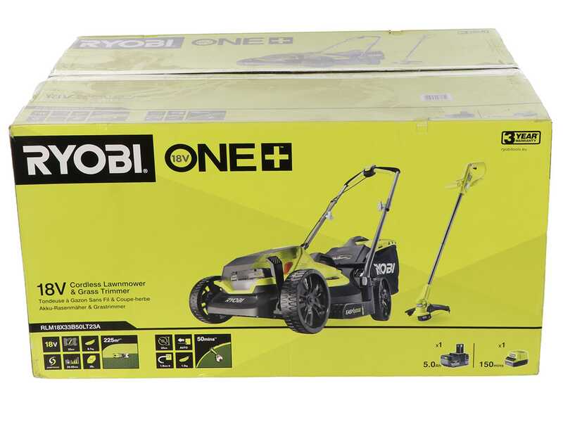 Ryobi RLM18X33B50LT23A &ndash; Akku-Rasenm&auml;her- und Rasentrimmer-Set &ndash; 18V 5Ah &ndash; Schnittbreite 33 cm + 23 cm