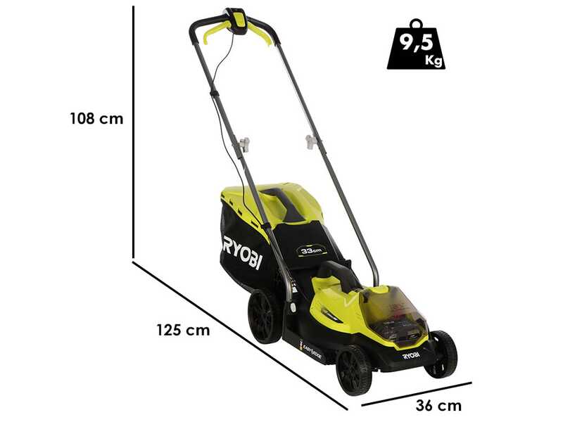 Ryobi RLM18X33B50LT23A &ndash; Akku-Rasenm&auml;her- und Rasentrimmer-Set &ndash; 18V 5Ah &ndash; Schnittbreite 33 cm + 23 cm