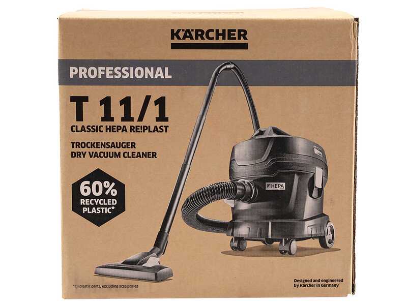 K&auml;rcher Pro T 11/1 Classic HEPA Re!Plast &ndash; Ultra-leiser Profi-Staubsauger &ndash; 850 W
