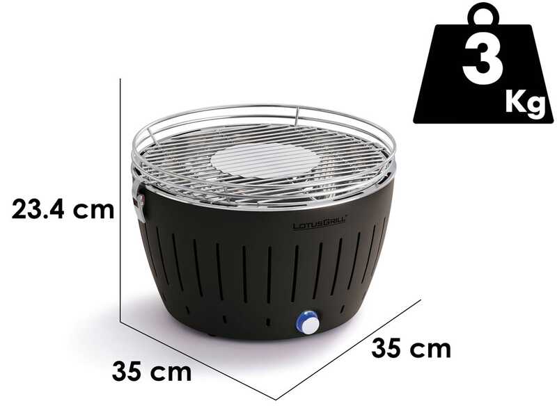 LotusGrill LG G34 U &ndash; Tragbarer Holzkohlegrill f&uuml;r den Au&szlig;enbereich &ndash; Anthrazitfarbenes Au&szlig;engeh&auml;use