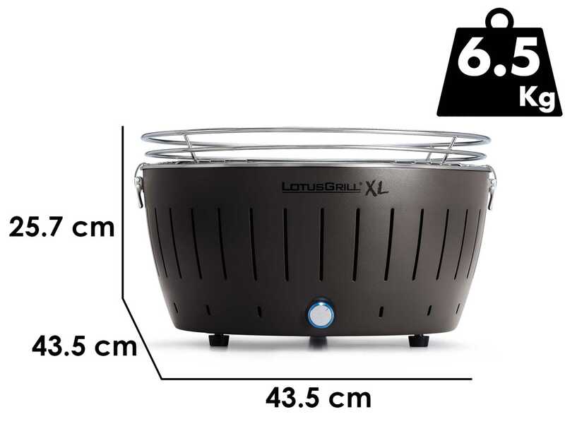 LotusGrill LG G435 U &ndash; Tragbarer XL-Holzkohlegrill f&uuml;r den Au&szlig;enbereich &ndash; Anthrazitfarbenes Au&szlig;engeh&auml;use