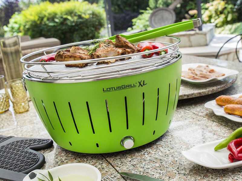 LotusGrill LG G435 U GR &ndash; Tragbarer XL-Holzkohlegrill f&uuml;r den Au&szlig;enbereich &ndash; Gr&uuml;nes Au&szlig;engeh&auml;use