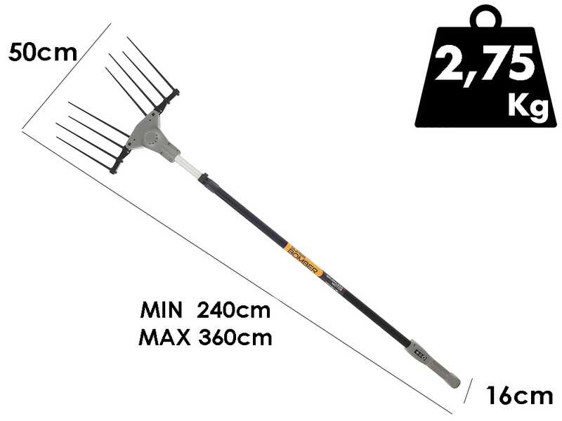 Volpi Super Bomber 185XL &ndash; Elektrischer Akku-Olivenr&uuml;ttler &ndash; Teleskopstange 240/360 cm