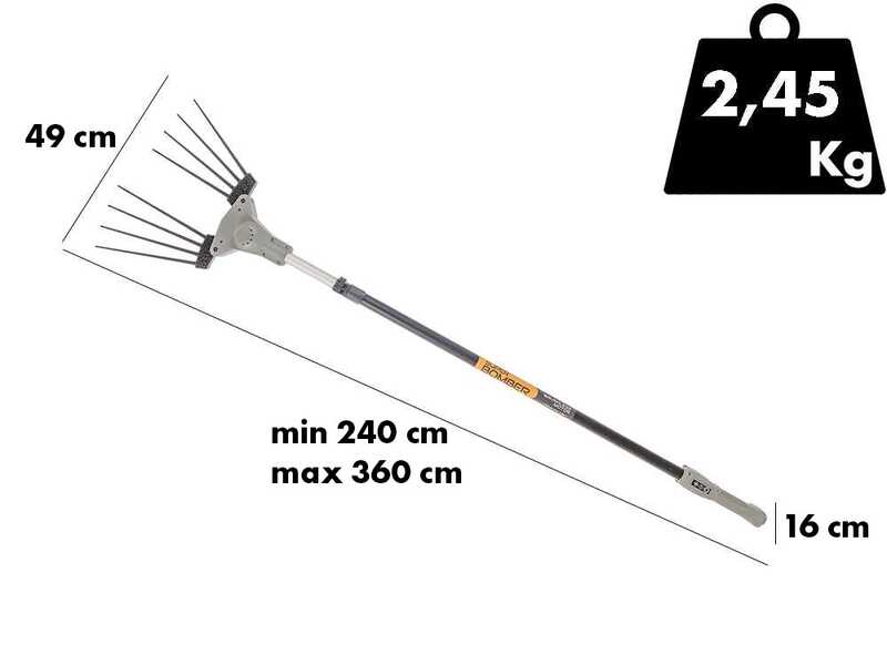 Volpi Super Bomber 195XL &ndash; Akku-Elektro-Olivenr&uuml;ttler &ndash; Teleskopstange 240/360 cm