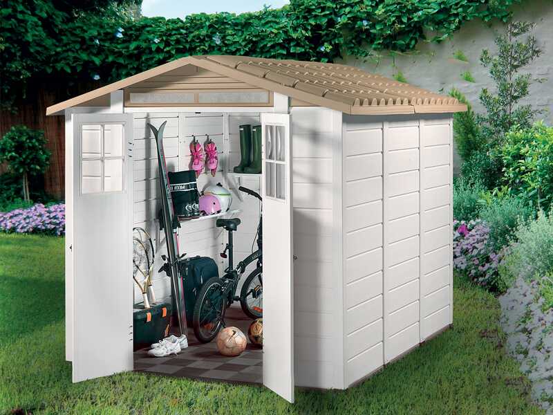Garofalo Tuscany Evo 240 &ndash; Ger&auml;tehaus &ndash; Mit Fenstern und Doppelt&uuml;r &ndash; 202,5 &times; 242,5 &times; 220 cm